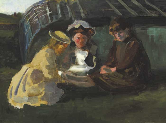 THREE GIRLS WINDING WOOL, 1887 by Walter Frederick Osborne sold for 14,000 at Whyte's Auctions