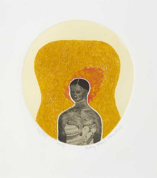 POLYNESIAN WOMAN AGAINST A YELLOW BACKGROUND, 1973 by Mary Farl Powers sold for 150 at Whyte's Auctions
