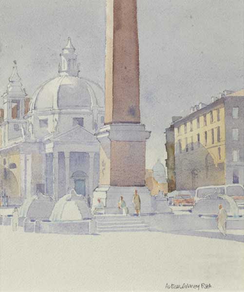 THE LION FOUNTAINS, PIAZZA DEL POPOLO, ROME by Arthur Gibney sold for 370 at Whyte's Auctions
