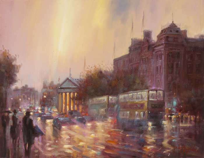 EVENING RUSH, WESTMORELAND STREET, DUBLIN 2009 by Gerry Glynn sold for 340 at Whyte's Auctions