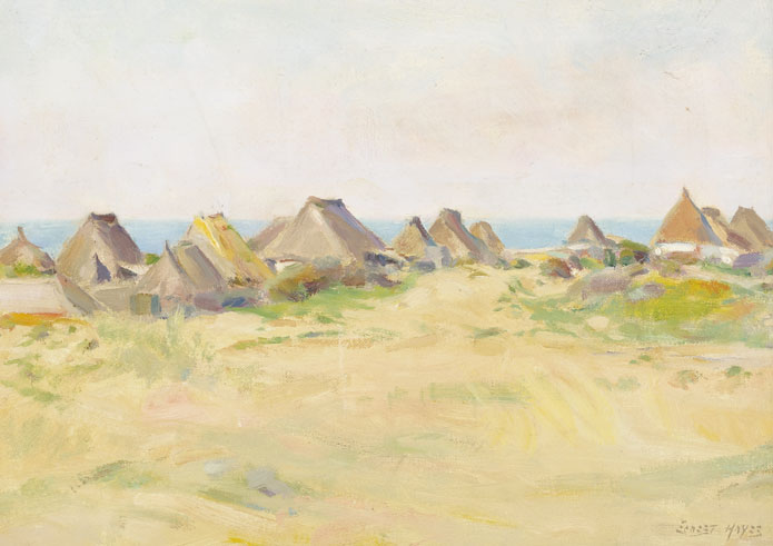 LANDSCAPE WITH HAYSTACKS by Ernest Columba Hayes sold for 200 at Whyte's Auctions