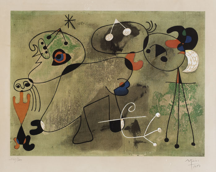 COMPOSITION WITH GREEN BACKGROUND, 1950 by Joan Mir sold for 3,200 at Whyte's Auctions