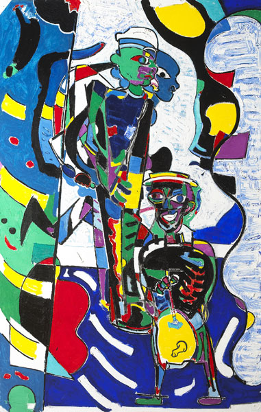 STUDY IN BLUE WITH THREE FIGURES, 2001 by Michael Cullen sold for 3,000 at Whyte's Auctions