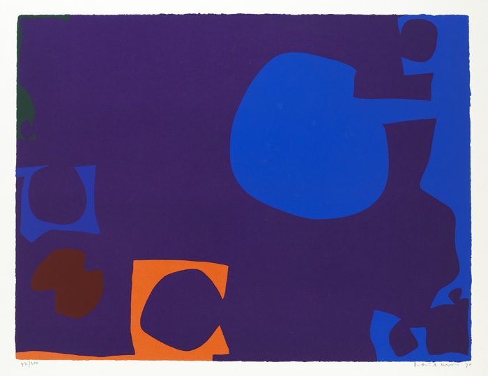 BLUE AND DEEP VIOLET WITH ORANGE, BROWN AND GREEN, 1970 by Patrick Heron sold for 1,500 at Whyte's Auctions