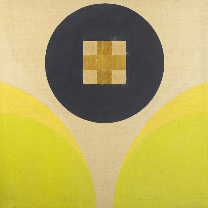 GOLD PAINTING WITH BLUE CIRCLE AND GREEN by Patrick Scott sold for 6,800 at Whyte's Auctions