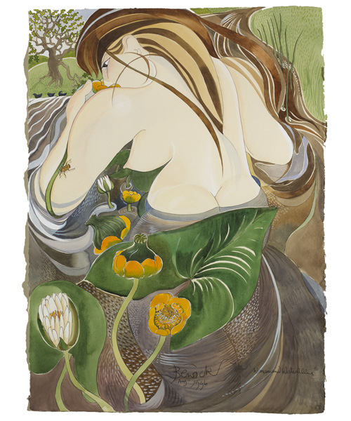 WOMAN AND WATERLILIES, 1996 by Pauline Bewick sold for 3,200 at Whyte's Auctions