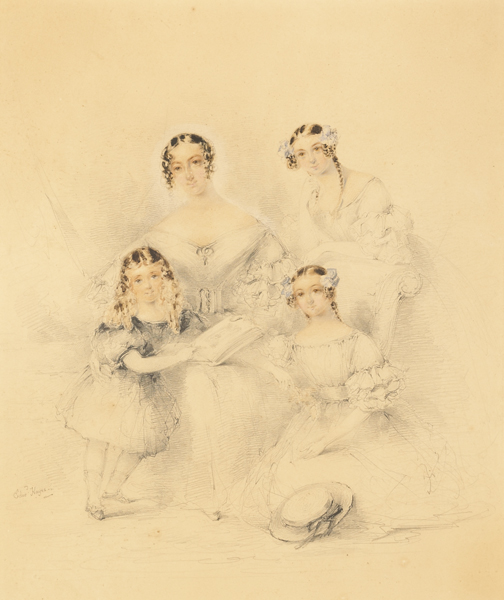 PORTRAIT OF A MOTHER AND HER THREE DAUGHTERS by Edward Hayes sold for 300 at Whyte's Auctions