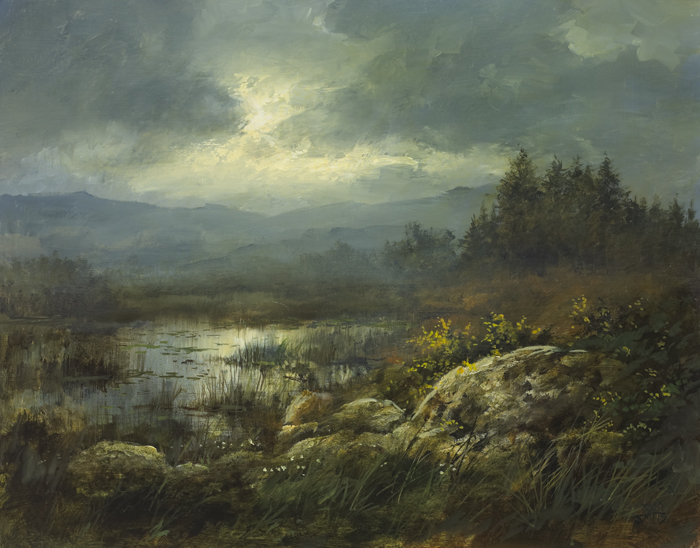 LIGHT THROUGH BREAKING CLOUDS ON MARSH LANDS by Joop Smits sold for 280 at Whyte's Auctions