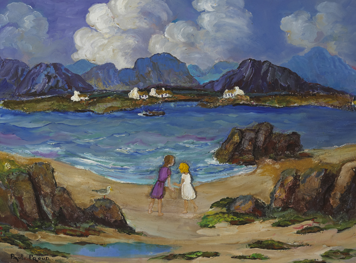 CHILDREN AT PORT NA FEADIGE NEAR ROUNDSTONE, 2012 by Paul Proud sold for 360 at Whyte's Auctions