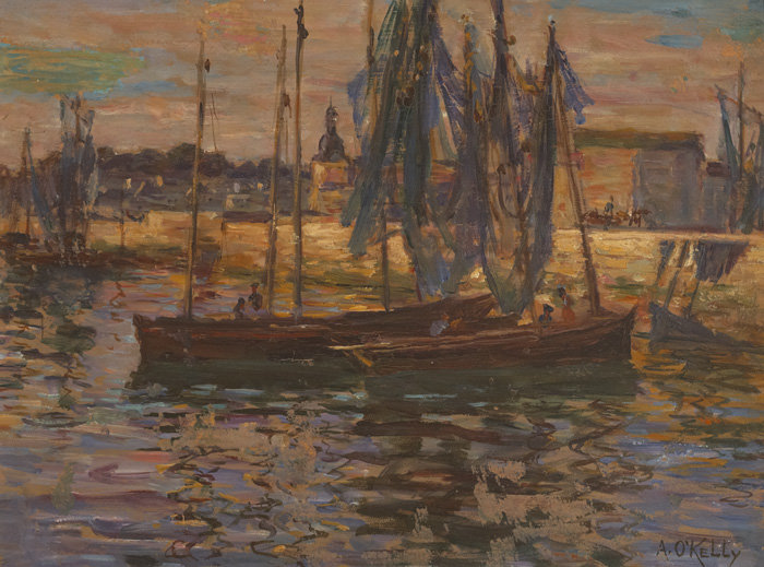 FISHING BOATS AT CONCARNEAU, FRANCE by Aloysius C. OKelly sold for 2,600 at Whyte's Auctions