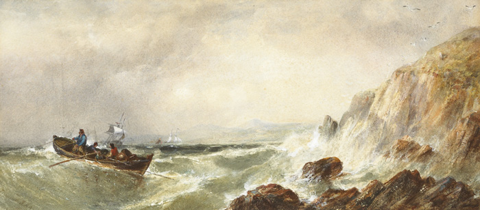 STORMY WEATHER OFF THE ROCKS, HOWTH, COUNTY DUBLIN, c.1860s by Edwin Hayes sold for 2,500 at Whyte's Auctions