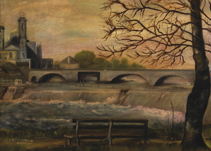 THE RIVER SHANNON AND BRIDGE AT ATHLONE, 1944 by Countess Lily McCormack sold for 620 at Whyte's Auctions