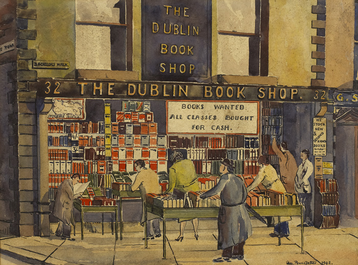 THE DUBLIN BOOKSHOP, 32 BACHELORS WALK, 1942 by George Pennefather sold for 850 at Whyte's Auctions