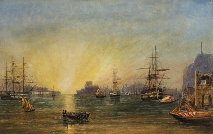 VALLETTA HARBOUR, MALTA, c.1859-1884 by Andrew Nicholl sold for 4,000 at Whyte's Auctions