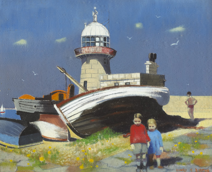 LIGHTHOUSE AT HOWTH, c. mid 1950s by Henry H. Burton sold for 400 at Whyte's Auctions