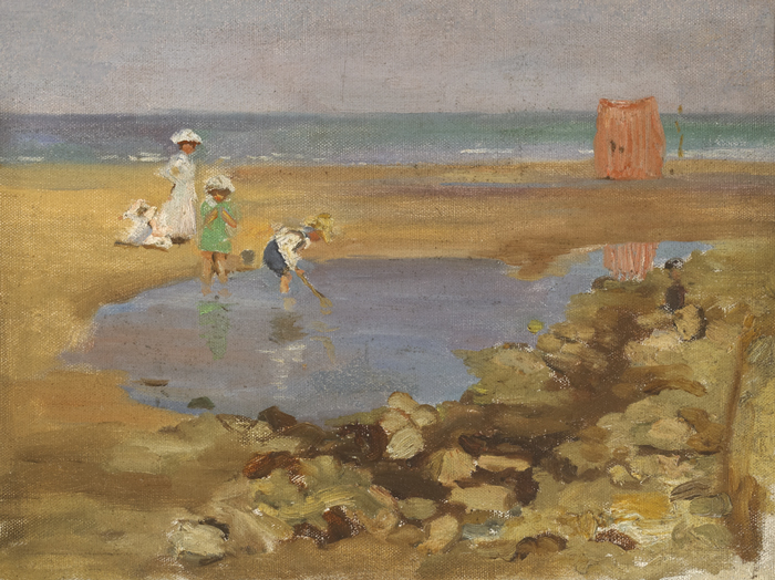 CHILDREN ROCKPOOLING ON THE BEACH by Estella Frances Solomons sold for 2,900 at Whyte's Auctions