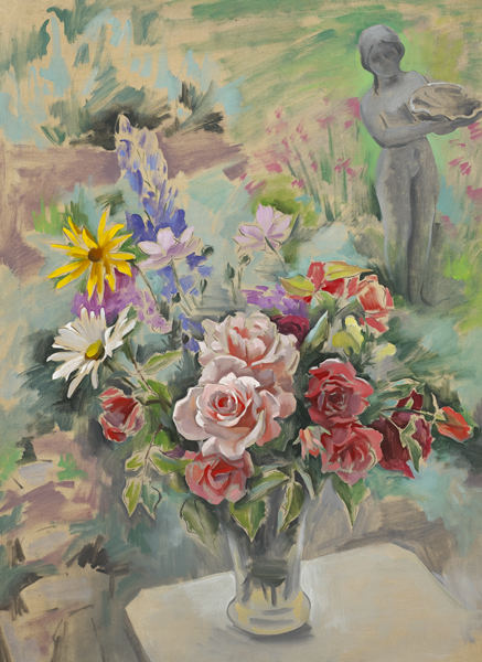 STILL LIFE OF FLOWERS AND NYMPH WITH SHELL by Frances J. Kelly sold for 1,000 at Whyte's Auctions