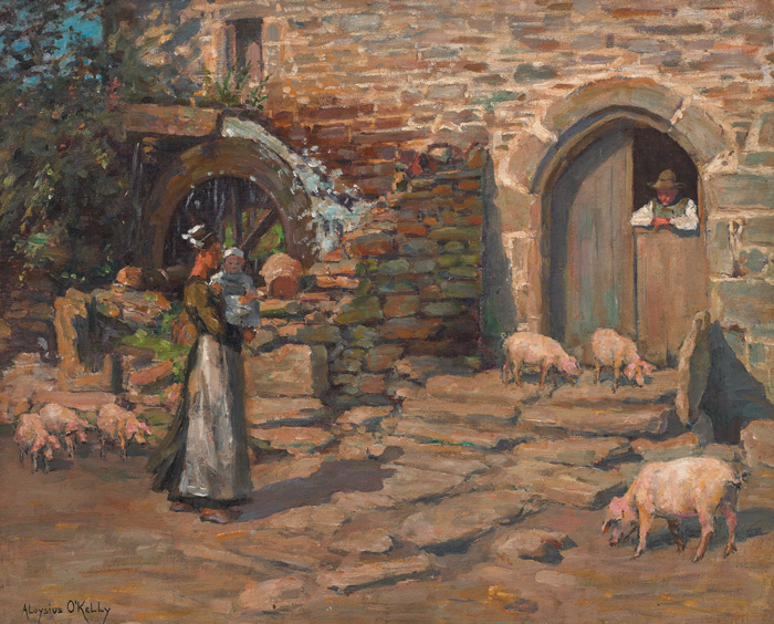 A BRETON FARMYARD by Aloysius C. OKelly sold for 11,000 at Whyte's Auctions
