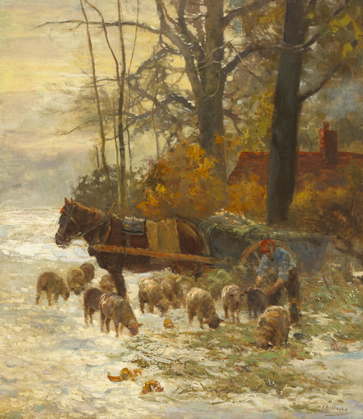 WINTER FODDER by Claude Hayes RI ROI (1852-1922) at Whyte's Auctions