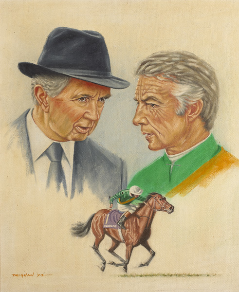 VINCENT O'BRIEN AND LESTER PIGGOTT, 1992 by Peter Deighan (b.1941) at Whyte's Auctions