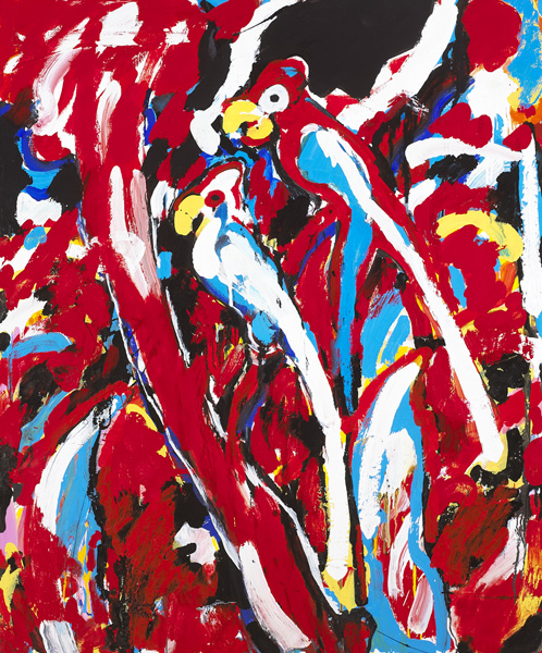 TWO PARROTS, c.1984 by Michael Cullen sold for 1,700 at Whyte's Auctions