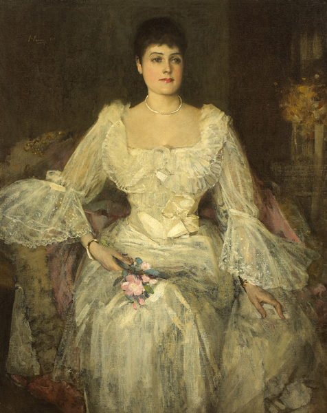 A LADY IN WHITE (A PORTRAIT OF LADY LYLE) by Sir John Lavery sold for 27,500 at Whyte's Auctions