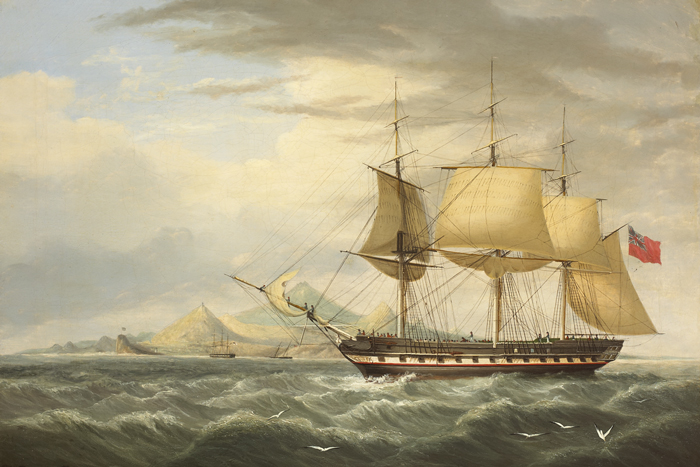 H.C.S. WARREN HASTINGS OFF ASCENSION ISLAND by George Mounsey Wheatley Atkinson sold for 4,200 at Whyte's Auctions