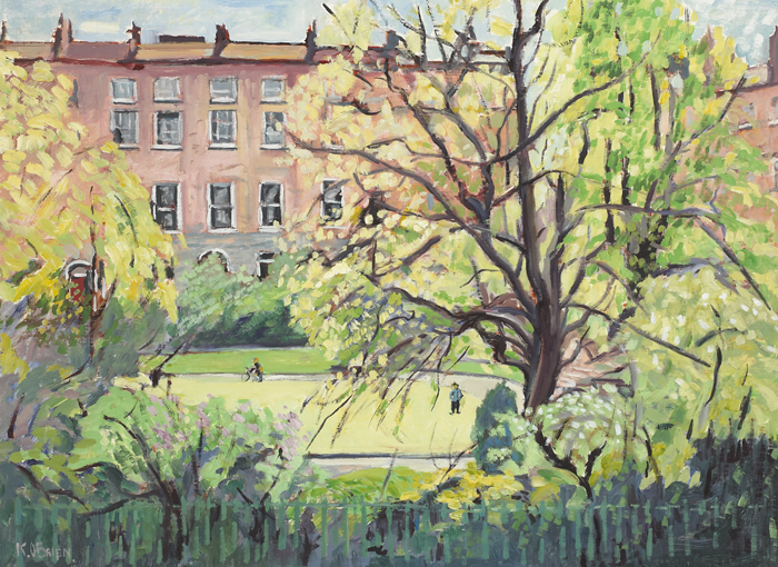 VIEW OF NO. 65 [THE ARTIST'S HOME] AND NO. 66 FITZWILLIAM SQUARE, DUBLIN, 1971 by Kitty Wilmer O'Brien sold for 2,400 at Whyte's Auctions