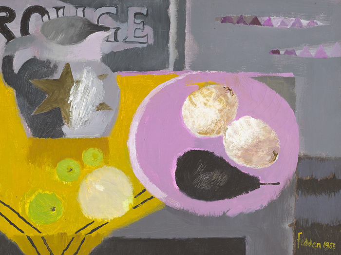 STILL LIFE WITH FRUIT AND JUG, 1985 by Mary Fedden sold for 5,400 at Whyte's Auctions