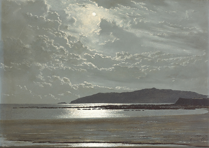 NOVEMBER MOONLIGHT, NORTH STRAND, RUSH, COUNTY DUBLIN by Ciaran Clear sold for 2,000 at Whyte's Auctions