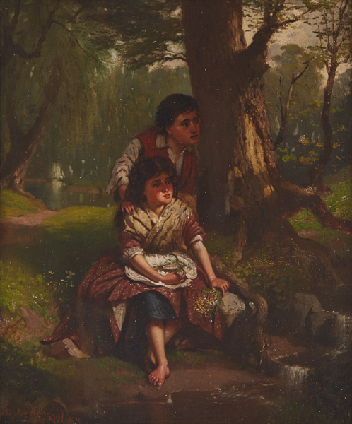 WATCHING THE BIRDS, 1877 by John Mulvany sold for 2,700 at Whyte's Auctions