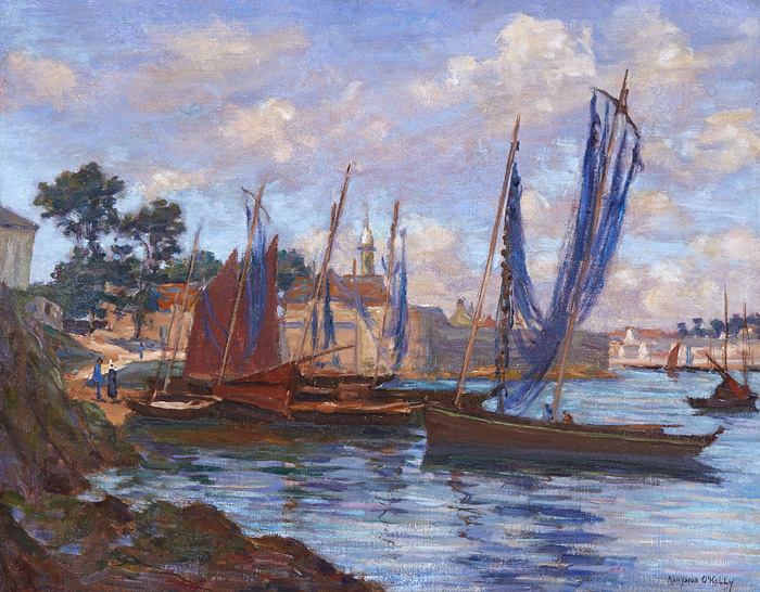 FISHING BOATS AT CONCARNEAU, FRANCE by Aloysius C. OKelly (1853-1936) at Whyte's Auctions