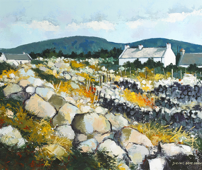 COTTAGES NEAR DERRYBEG, COUNTY DONEGAL by Dennis Orme Shaw sold for 300 at Whyte's Auctions