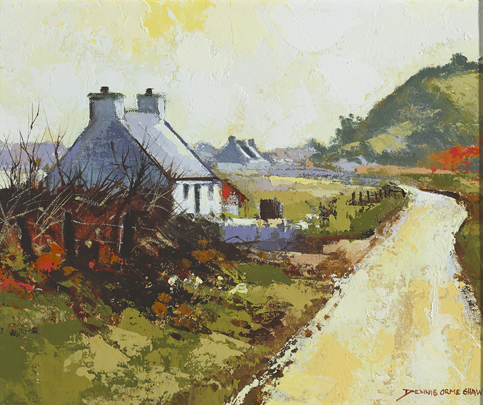 COTTAGES BY THE SEA, ARDS PENINSULA, COUNTY DOWN by Dennis Orme Shaw sold for 150 at Whyte's Auctions