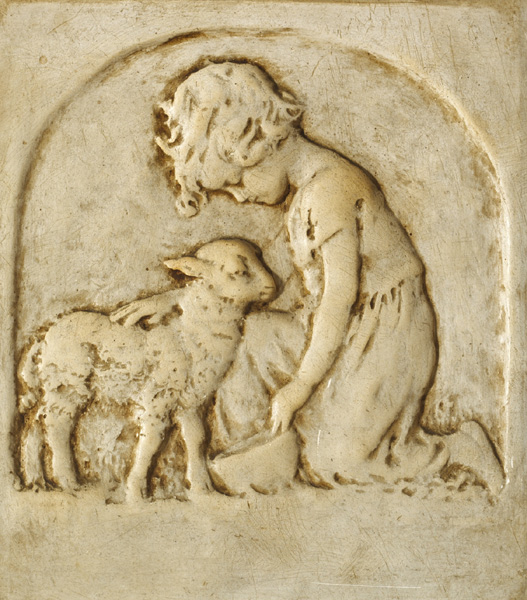 CHILD WITH LAMB by Sophia Rosamond Praeger sold for 540 at Whyte's Auctions