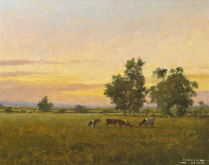 CATTLE AT DUSK, ARDEE BOG, 1998 by Padraig Lynch sold for 640 at Whyte's Auctions