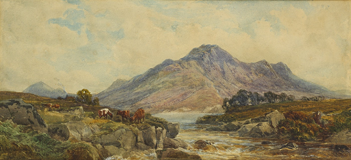 LANDSCAPE WITH RIVER AND CATTLE by John Faulkner sold for 750 at Whyte's Auctions