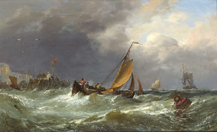 DUTCH BOAT OFF BROADSTAIRS, KENT, 1868 by Edwin Hayes sold for 4,200 at Whyte's Auctions