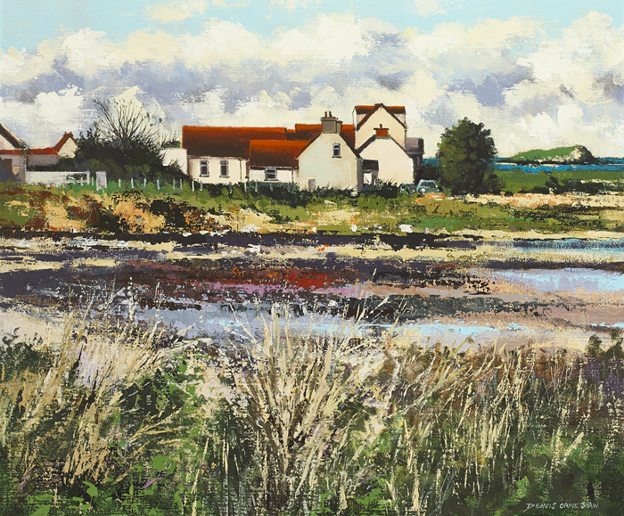SHORELINE COTTAGES, PORTAVOGIE, ARDS PENINSULA, COUNTY DOWN by Dennis Orme Shaw sold for 250 at Whyte's Auctions