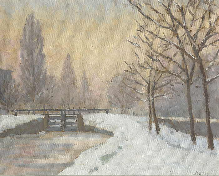 SNOW STUDY, GRAND CANAL and PONT DES ARTS, PARIS (A PAIR) by David Hone sold for 290 at Whyte's Auctions