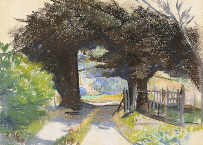 TREES AND GATEWAY, 1988 by Rosaleen Brigid Ganly sold for 150 at Whyte's Auctions