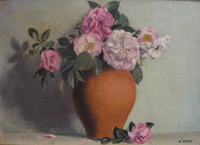 ROSES IN A TERRACOTTA VASE by Gerald J. Bruen sold for 180 at Whyte's Auctions