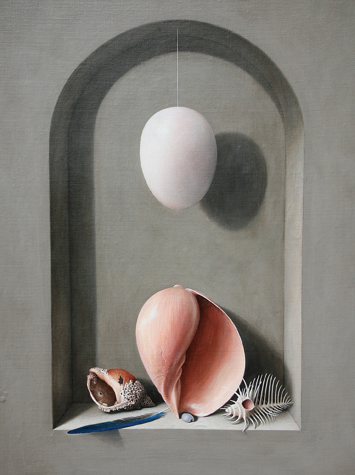 STILL LIFE WITH SEASHELLS AND OSTRICH EGG by Stuart Morle sold for 2,600 at Whyte's Auctions