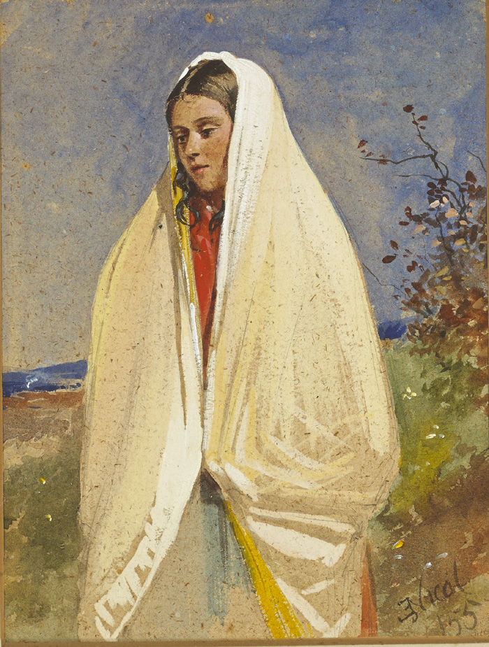 YOUNG WOMAN IN SHAWL, 1855 by Erskine Nicol sold for 1,400 at Whyte's Auctions