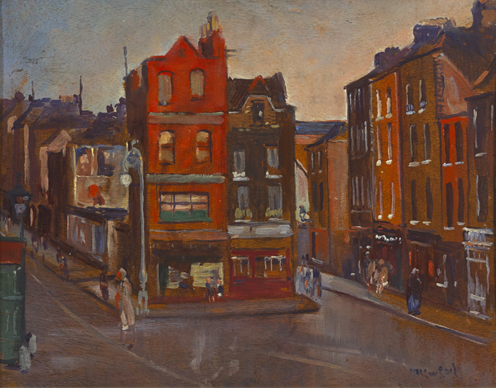 VIEW OF BOLTON STREET, DUBLIN AT THE INTERSECTION WITH CAPEL STREET, c.1927 by Maurice MacGonigal sold for 4,600 at Whyte's Auctions