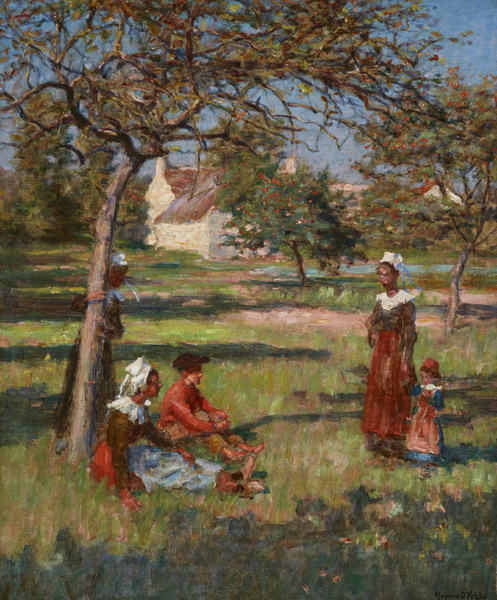 BRETON FIGURES IN AN ORCHARD by Aloysius C. OKelly sold for 12,500 at Whyte's Auctions