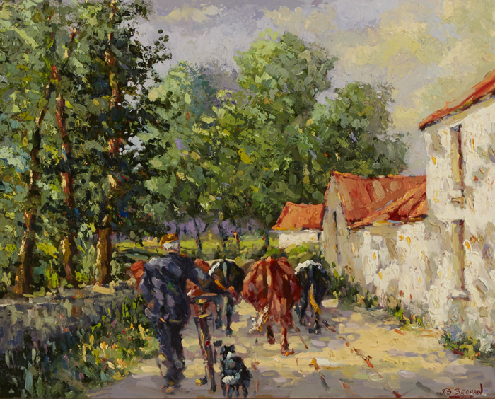MAN WITH CATTLE IN A COUNTRY LANE by James S. Brohan sold for 2,800 at Whyte's Auctions