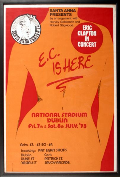 Eric Clapton, Dublin concert poster 1978 at Whyte's Auctions