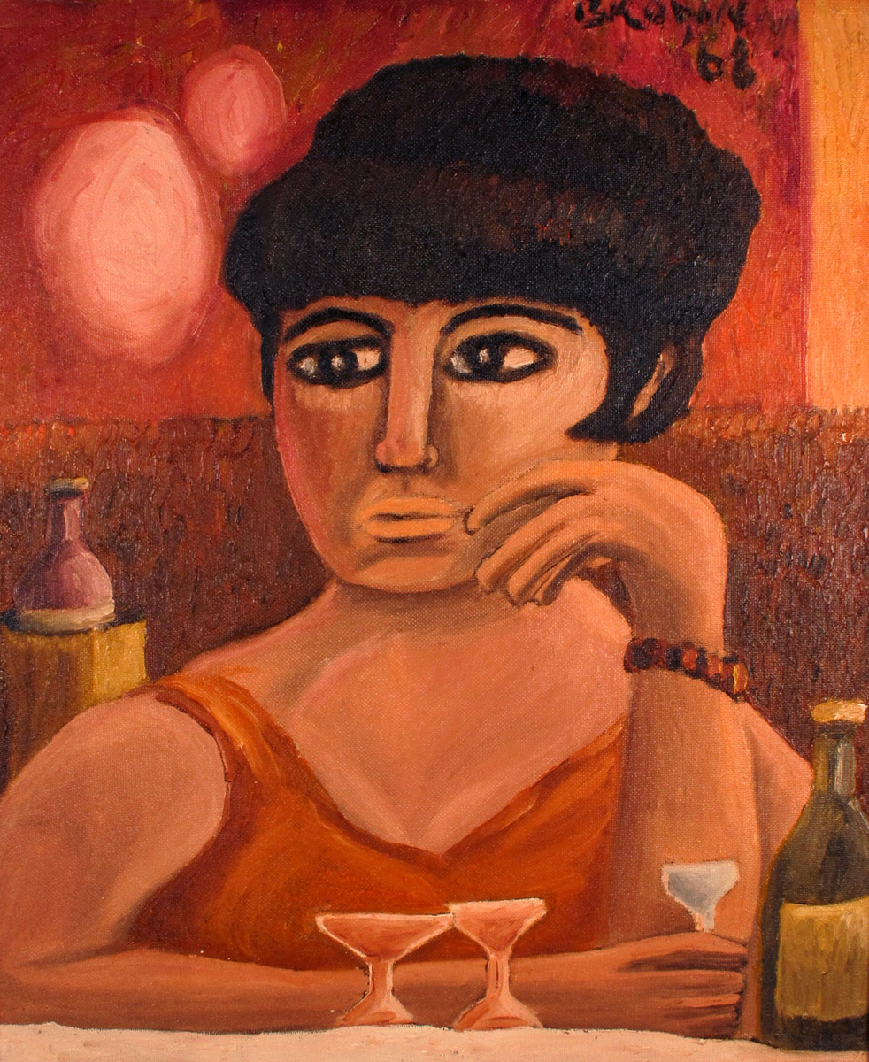 GIRL AT A BAR, 1968 by Christy Brown sold for 950 at Whyte's Auctions