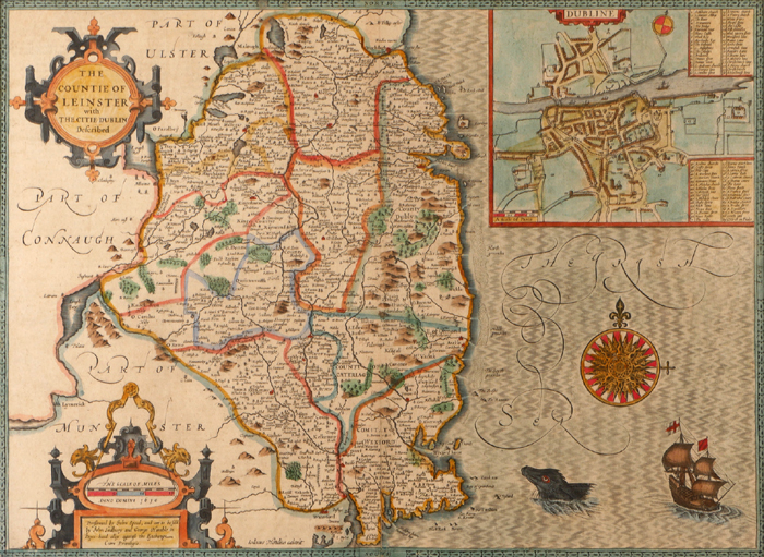 17th Century, John Speed, map of Leinster. at Whyte's Auctions